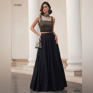 Elegant Black lehanga 2pc top and Skirt with sequence work (full stitched)